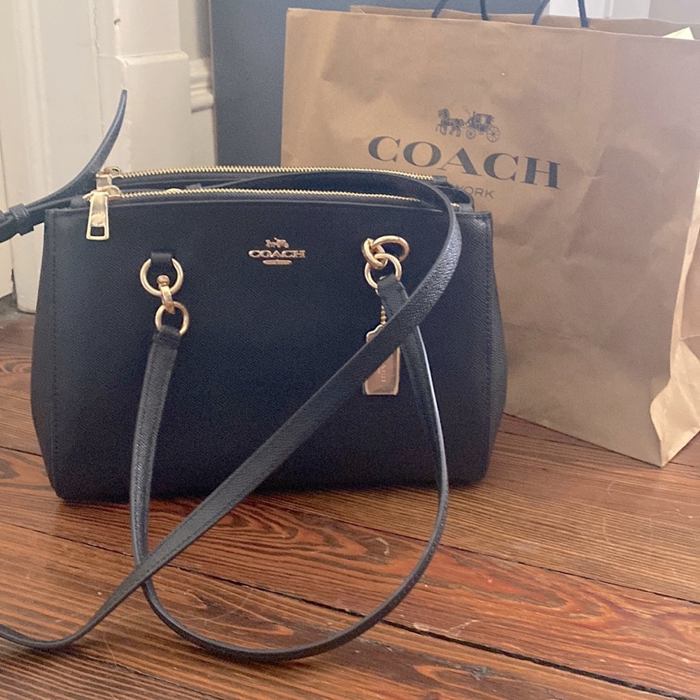 Brand new black leather coach purse